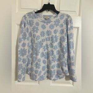 LOFT Light Blue Floral Long Sleeve Top